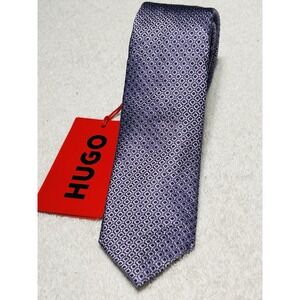 Hugo Boss  Geometric Purple 100% Silk Tie Made in Italy New With Tags MSRP $88